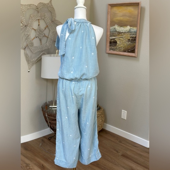 Anthropologie Cloth & Stone High Neck Chambray Wide Leg Jumpsuit - Picture 9 of 9